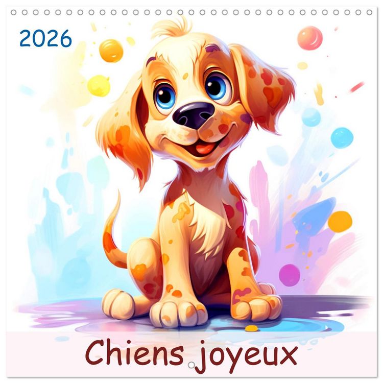 Produktbild: Chiens joyeux (Calendrier mural carr&eacute; 2026 30x30 cm) Calendrier double avec une page pour vos prises de notes