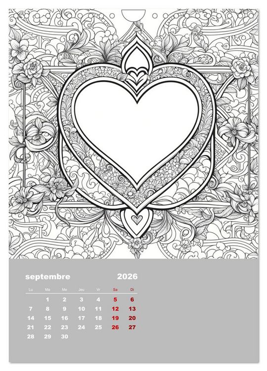 Produktbild: Coloriage (Calendrier mural 2026 DIN A4 horizontal), CALVENDO calendrier mensuel