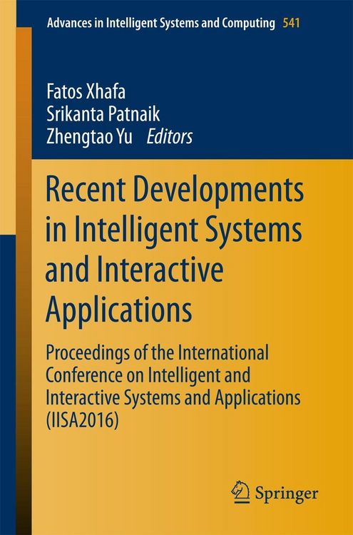 Produktbild: Recent Developments in Intelligent Systems and Interactive Applications
