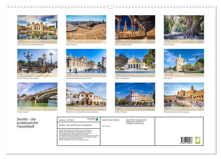 Produktbild: Sevilla - die andalusische Hauptstadt (Wandkalender 2026 DIN A2 quer), CALVENDO Monatskalender