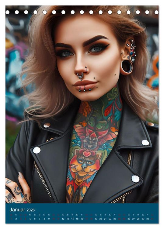 Produktbild: Tattoo und Piercing Women (Tischkalender 2026 DIN A5 hoch), CALVENDO Monatskalender