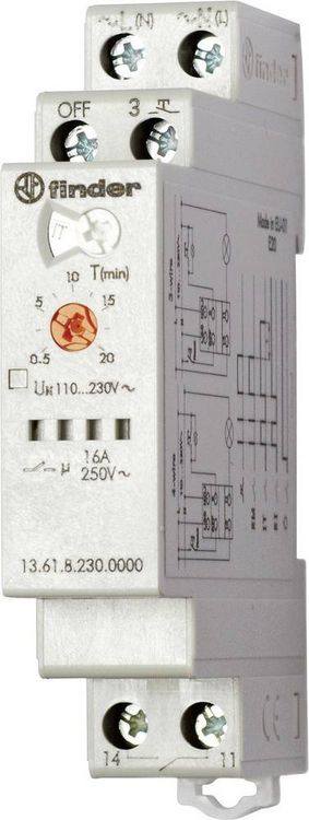 Produktbild: Finder 13.61.8.230.0000 13.61.8.230.0000 Zeitrelais Multifunktional 230 V/AC 1 St. Zeitbereich: 30 s - 20 min 1 Schlie&szlig;er