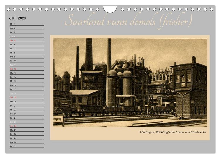 Produktbild: Saarland - vunn domols (frieher) (Wandkalender 2026 DIN A4 quer), CALVENDO Monatskalender