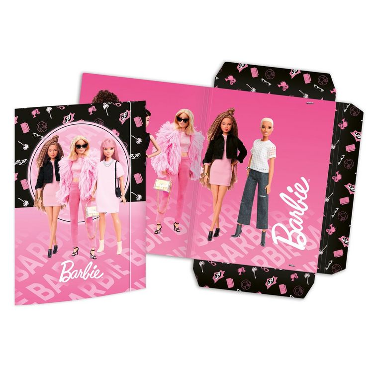 Produktbild: RNK Zeichenmappe Barbie mit Gummizug rosa/schwarz DIN A3