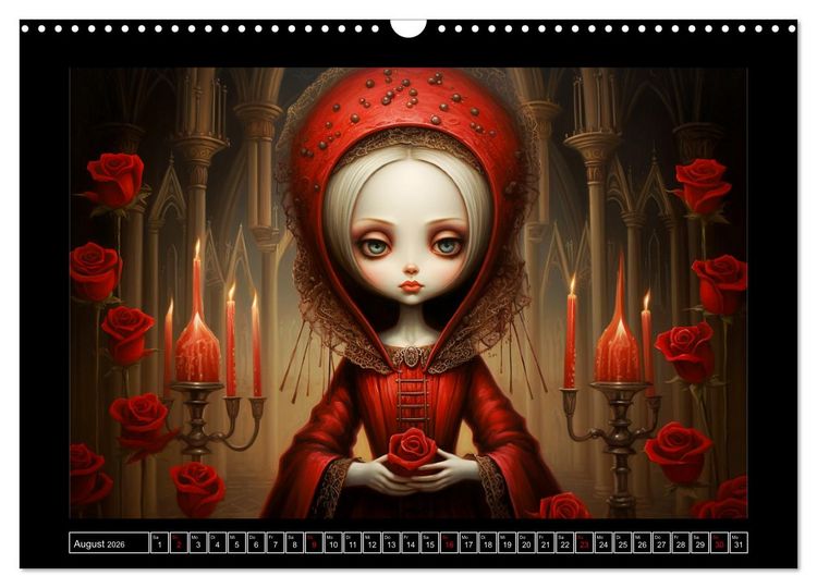 Produktbild: Little Gothic Queens. Surrealistische Illustrationen (Wandkalender 2026 DIN A3 quer), CALVENDO Monatskalender