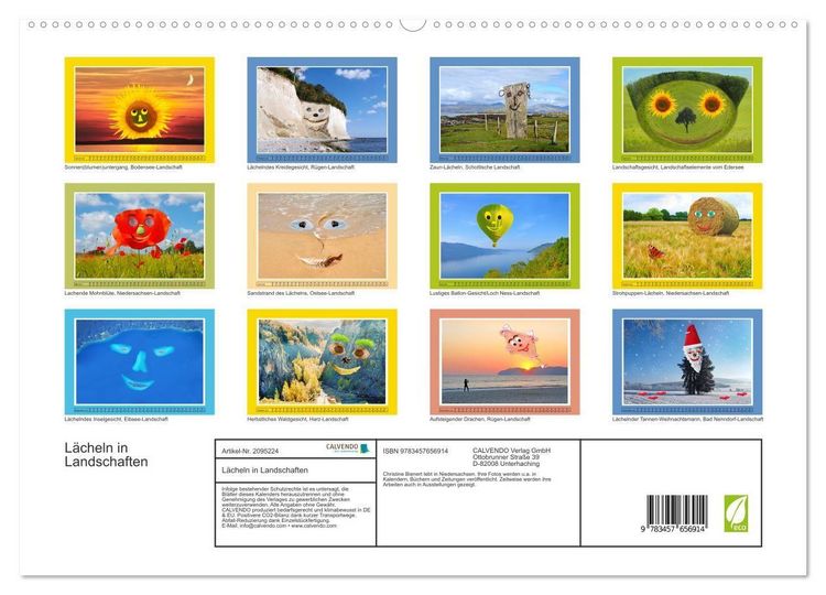 Produktbild: L&auml;cheln in Landschaften (hochwertiger Premium Wandkalender 2026 DIN A2 quer), Kunstdruck in Hochglanz