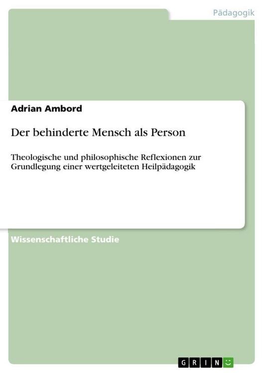Produktbild: Der behinderte Mensch als Person