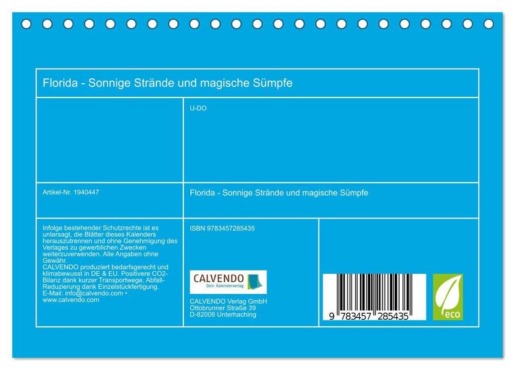 Produktbild: Florida - Sonnige Str&auml;nde und magische S&uuml;mpfe (Tischkalender 2026 DIN A5 quer), CALVENDO Monatskalender
