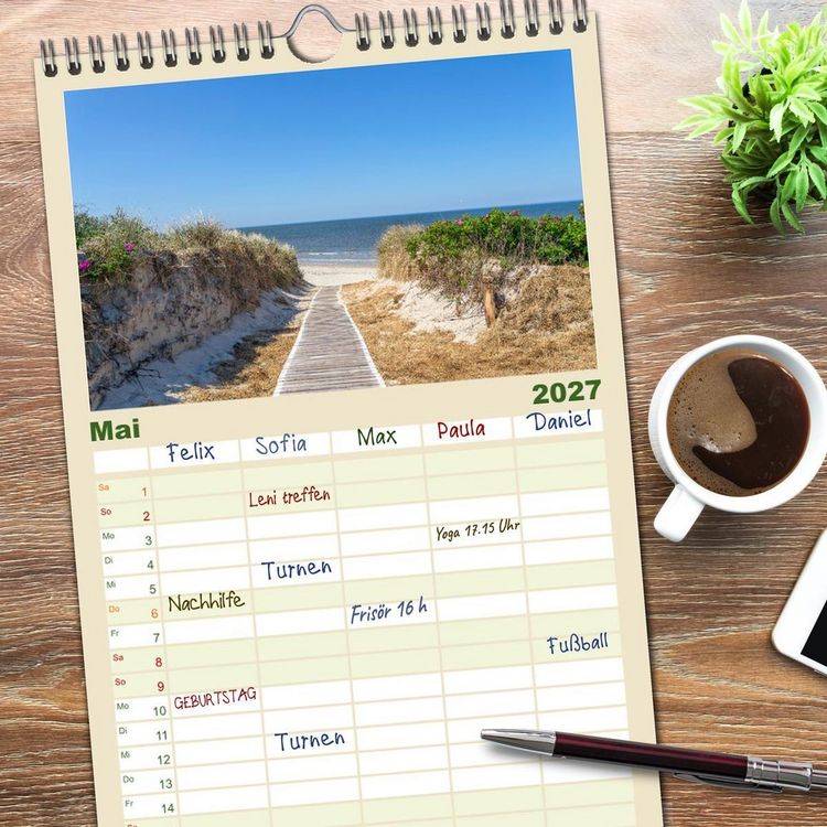 Produktbild: Familienplaner 2027 - Inselliebe Langeoog mit 5 Spalten (Wandkalender, 21 x 45 cm) CALVENDO