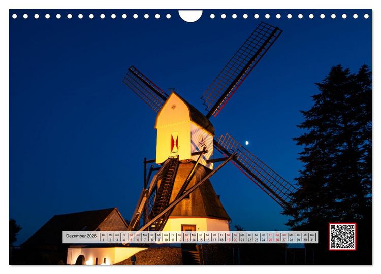 Produktbild: Die sch&ouml;nsten Windm&uuml;hlen am Niederrhein (Wandkalender 2026 DIN A4 quer), CALVENDO Monatskalender