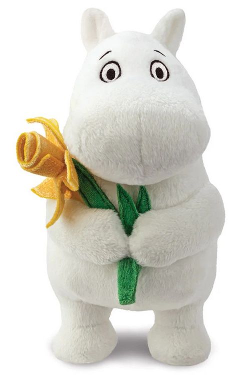 Produktbild: Aurora 61555 - Moomin Standing with Daffodil (Narzisse), Mumin-Pl&uuml;schfigur, ca.17 cm