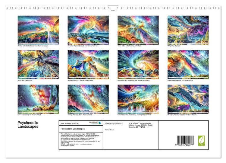 Produktbild: Psychedelic Landscapes (Wall Calendar 2026 DIN A3 landscape), CALVENDO 12 Month Wall Calendar