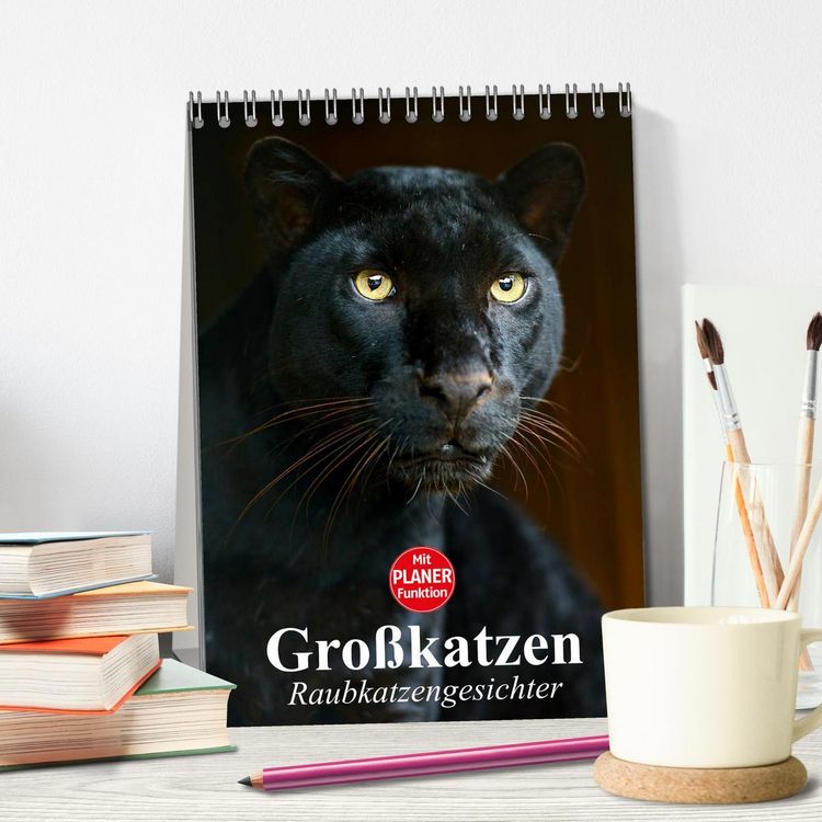 Produktbild: Gro&szlig;katzen. Raubkatzengesichter (Tischkalender 2026 DIN A5 hoch), CALVENDO Monatskalender