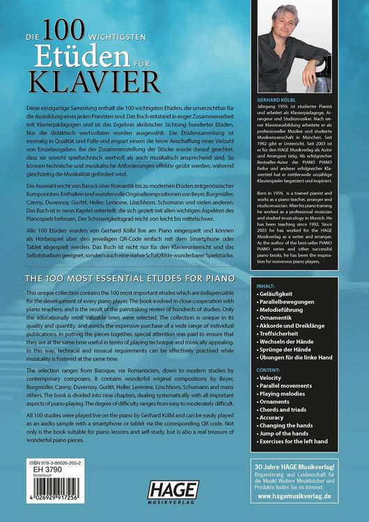 Produktbild: Die 100 wichtigsten Et&uuml;den f&uuml;r Klavier