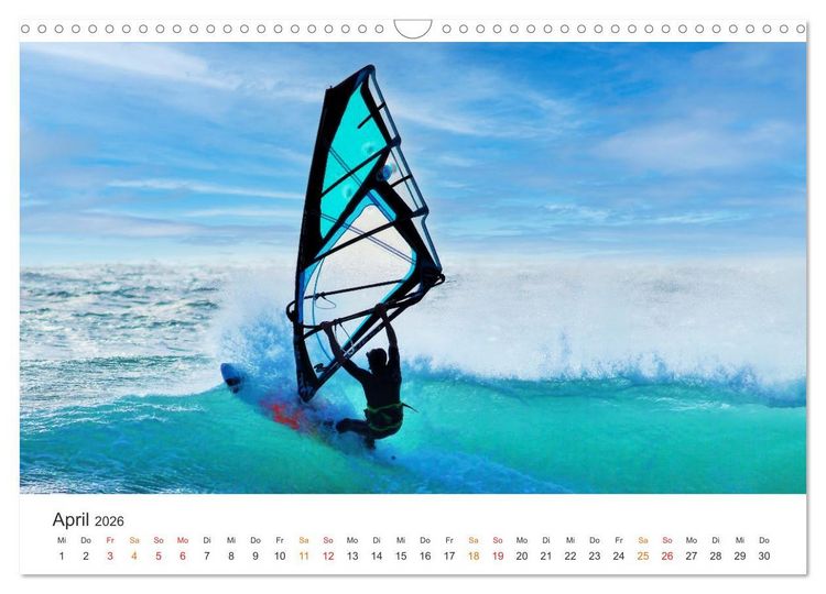 Produktbild: Windsurfen - endlose Wellen (Wandkalender 2026 DIN A3 quer), CALVENDO Monatskalender