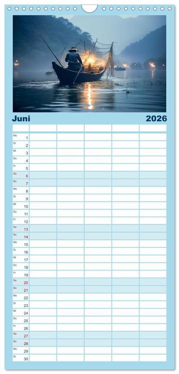 Produktbild: Familienplaner 2026 - Angeln und Fischen Impressionen mit 5 Spalten (Wandkalender, 21 x 45 cm) CALVENDO
