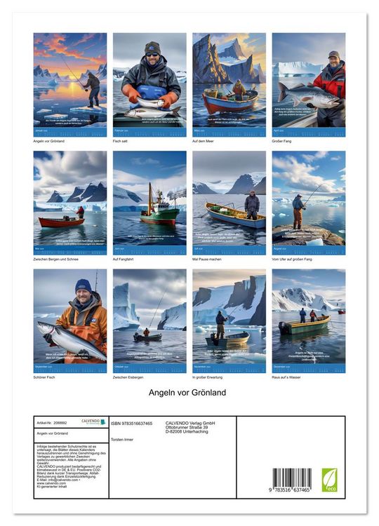 Produktbild: Angeln vor Gr&ouml;nland (hochwertiger Premium Wandkalender 2026 DIN A2 hoch), Kunstdruck in Hochglanz