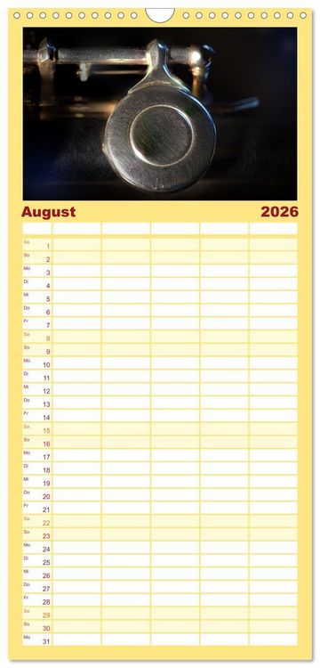 Produktbild: Familienplaner 2026 - Die Querfl&ouml;te, ein herrliches Instrument mit 5 Spalten (Wandkalender, 21 x 45 cm) CALVENDO