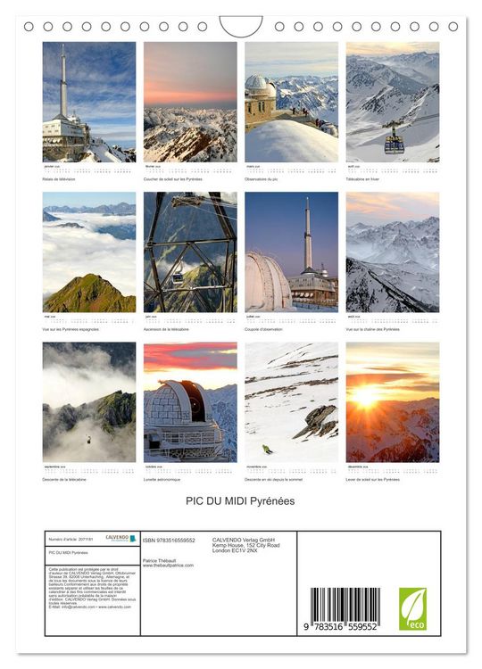 Produktbild: PIC DU MIDI Pyr&eacute;n&eacute;es (Calendrier mural 2026 DIN A4 horizontal), CALVENDO calendrier mensuel
