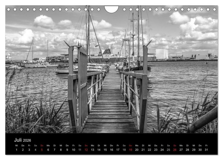 Produktbild: Bremerhaven - Blickpunkte Schwarzwei&szlig; (Wandkalender 2026 DIN A4 quer), CALVENDO Monatskalender