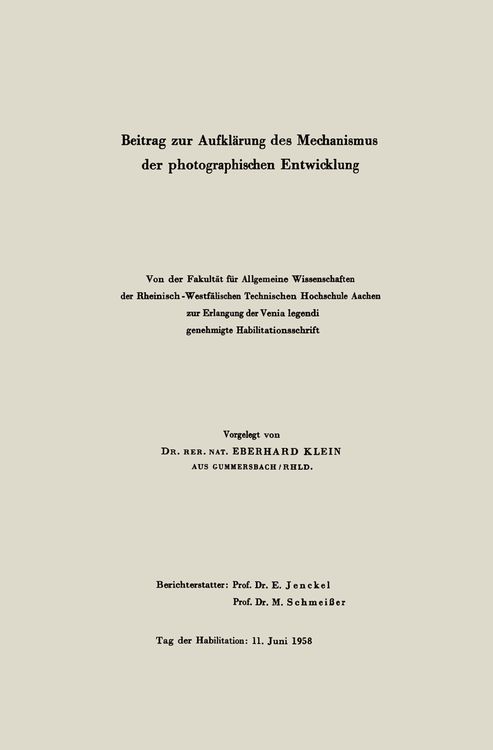Produktbild: Beitrag zur Aufkl&auml;rung des Mechanismus der photographischen Entwicklung