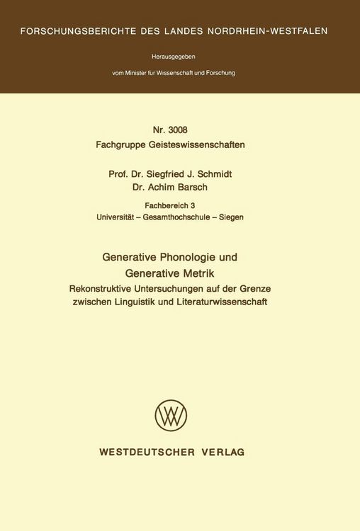 Produktbild: Generative Phonologie und Generative Metrik