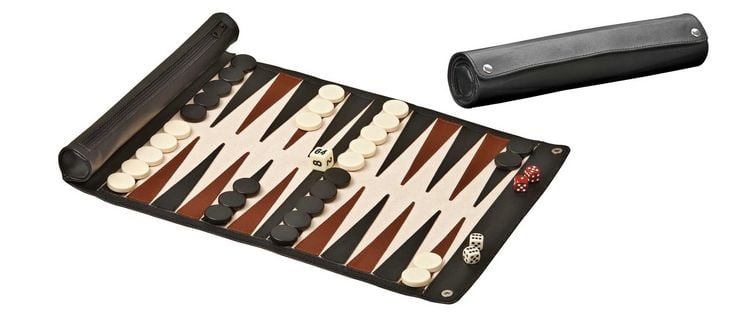 Produktbild: Backgammon, Reise, aufrollbares Spielfeld, Kunstleder
