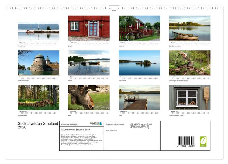Produktbild: S&uuml;dschweden Smaland 2026 (Wandkalender 2026 DIN A3 quer), CALVENDO Monatskalender