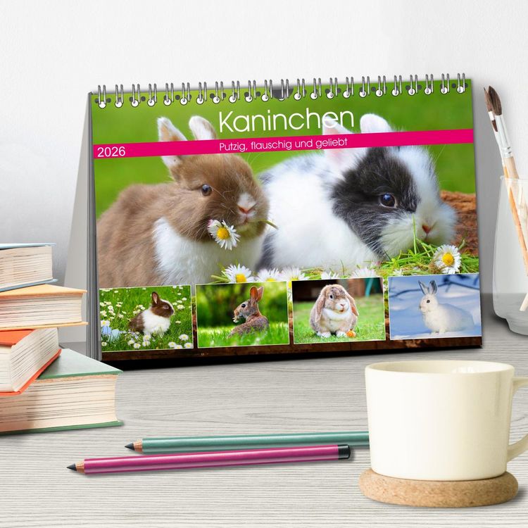 Produktbild: Kaninchen. Putzig, flauschig und geliebt (Tischkalender 2026 DIN A5 quer), CALVENDO Monatskalender