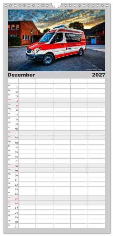 Produktbild: Familienplaner 2027 - HDR Einsatzfahrzeuge mit 5 Spalten (Wandkalender, 21 x 45 cm) CALVENDO