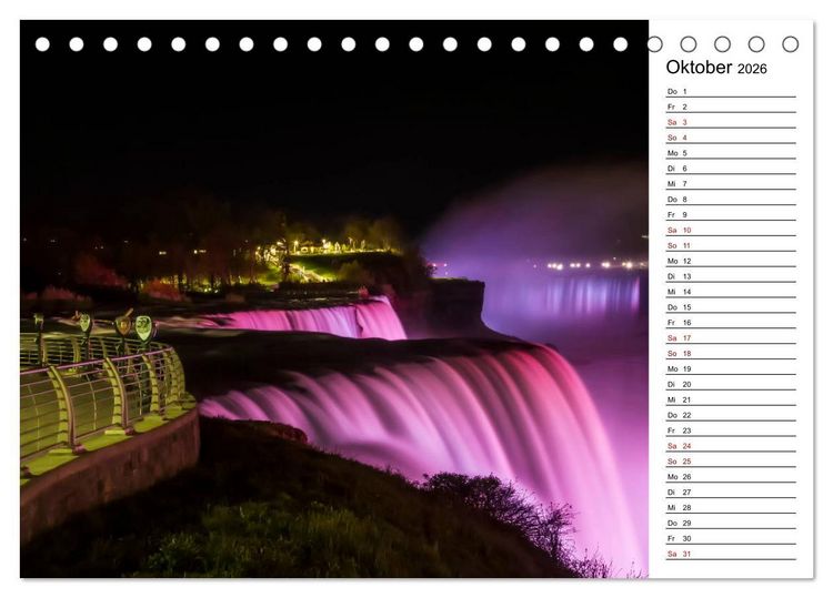 Produktbild: NIAGARAF&Auml;LLE Idyllische Impressionen bei Tag und Nacht (Tischkalender 2026 DIN A5 quer), CALVENDO Monatskalender