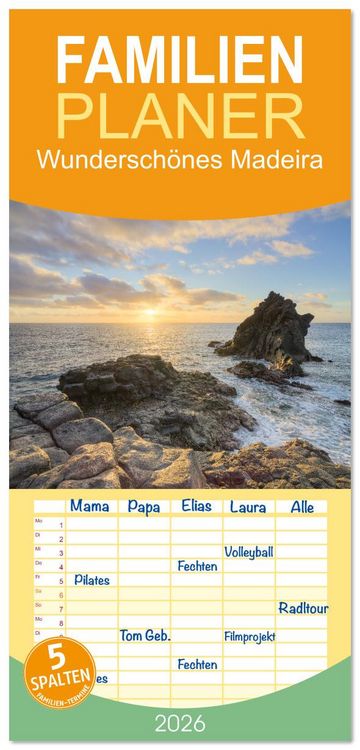 Produktbild: Familienplaner 2026 - Wundersch&ouml;nes Madeira mit 5 Spalten (Wandkalender, 21 x 45 cm) CALVENDO