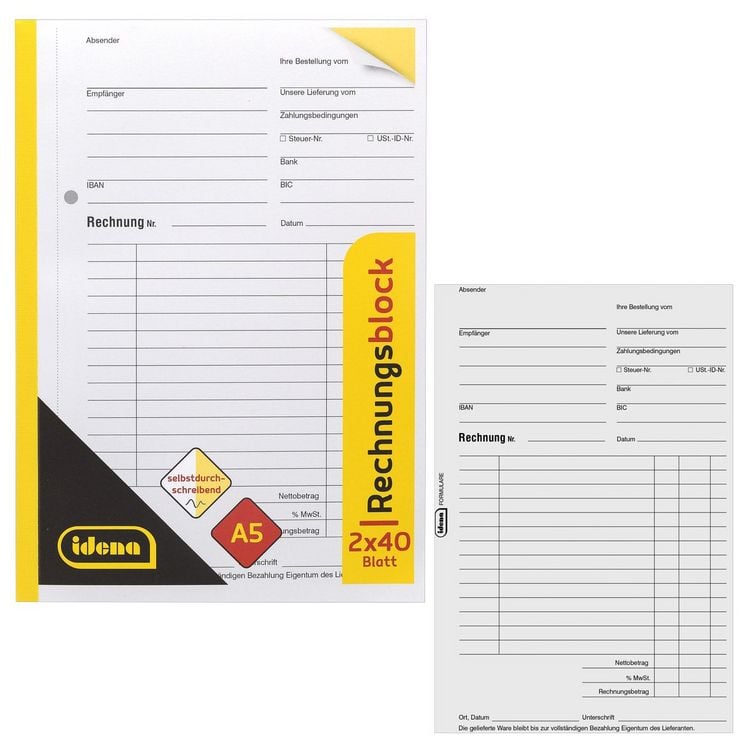 Produktbild: Idena Rechnungsbuch selbstdurchschreibend DIN A5 2x40 Blatt