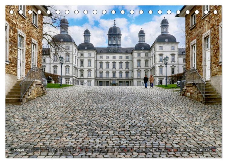 Produktbild: Burgen, Schl&ouml;sser, Herrenh&auml;user im Bergischen Land (Tischkalender 2026 DIN A5 quer), CALVENDO Monatskalender