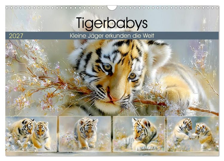 Produktbild: Tigerbabys. Kleine J&auml;ger erkunden die Welt (Wandkalender 2027 DIN A3 quer), CALVENDO Monatskalender