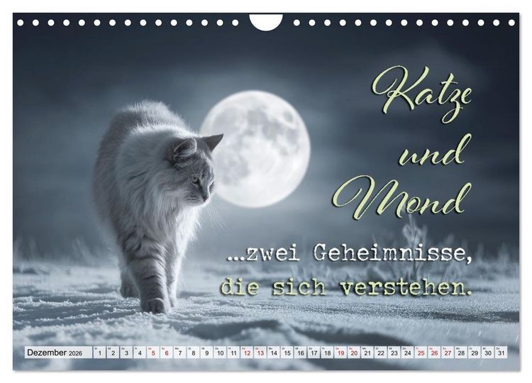 Produktbild: Katzenpoesie - Herzber&uuml;hrende Verse (Wandkalender 2026 DIN A4 quer), CALVENDO Monatskalender