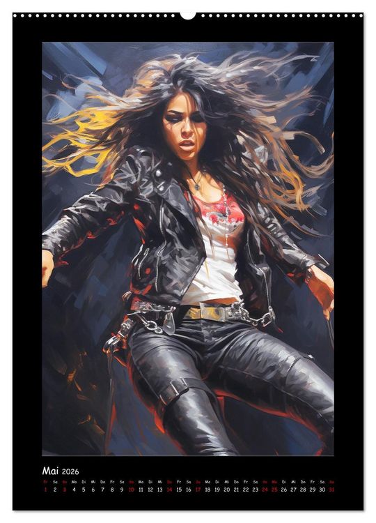 Produktbild: Heavy Metal-Queens. Wilde Rock- und Metal-Girl Paintings (hochwertiger Premium Wandkalender 2026 DIN A2 hoch), Kunstdruck in Hochglanz