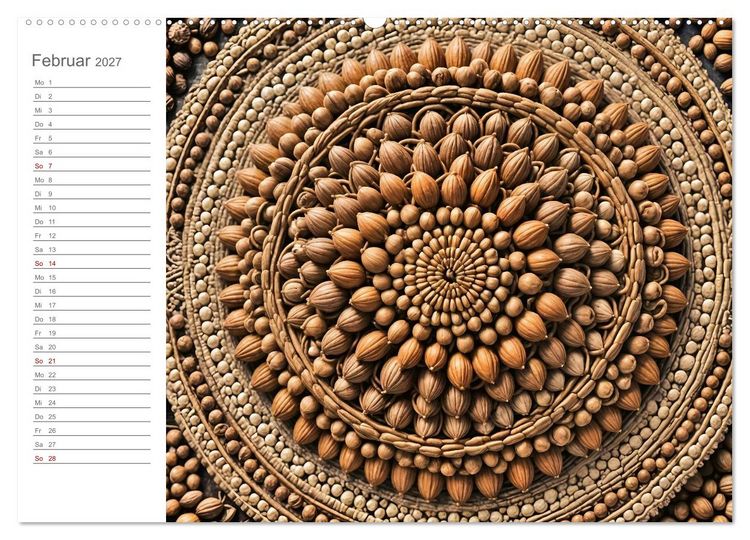 Produktbild: Natural Mandalas - Kraftvolle KI Mandalas aus Naturmaterialien (Wandkalender 2027 DIN A2 quer), CALVENDO Monatskalender
