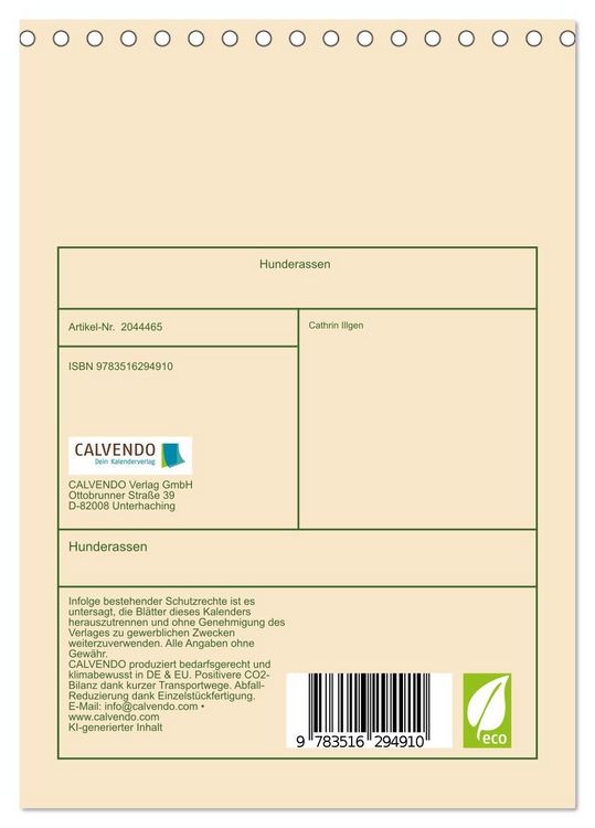 Produktbild: Hunderassen (Tischkalender 2026 DIN A5 hoch), CALVENDO Monatskalender
