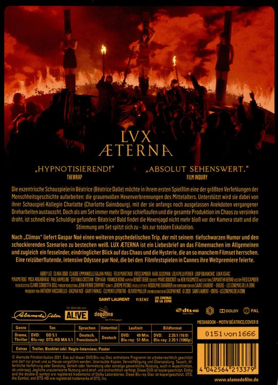 Produktbild: Lux &AElig;terna (Lux Aeterna) - Limited Edition Mediabook - Cover B - limitiert auf 1.666 St&uuml;ck und nummeriert (+ DVD)