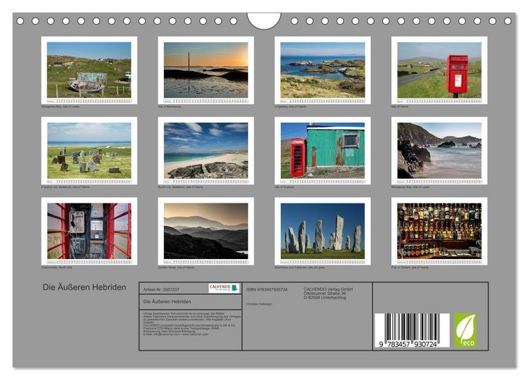 Produktbild: Die &Auml;u&szlig;eren Hebriden (Wandkalender 2026 DIN A4 quer), CALVENDO Monatskalender