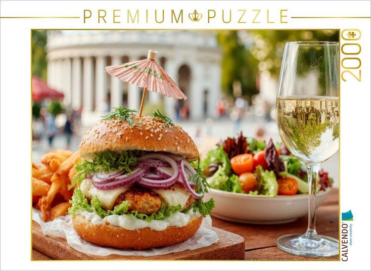 Produktbild: CALVENDO Puzzle Absolut genial - ein Aubergine-Hamburger | 2000 Teile Lege-Gr&ouml;&szlig;e 90x67cm Foto-Puzzle f&uuml;r gl&uuml;ckliche Stunden