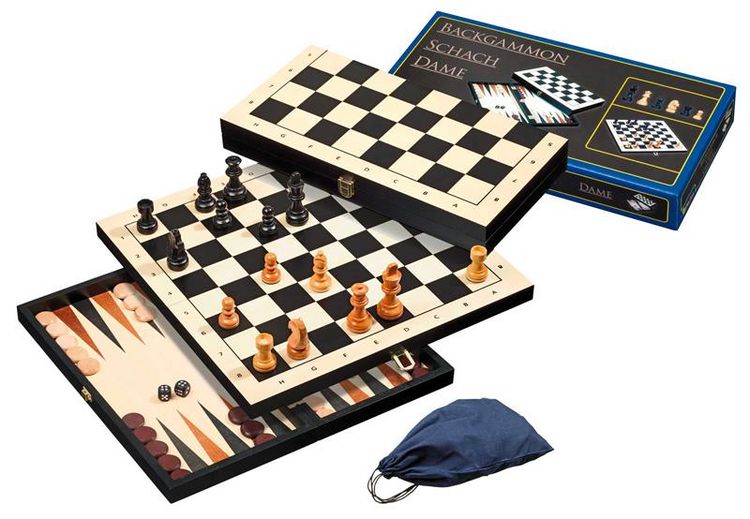 Produktbild: Schach Backgammon Dame Set, Feld 44 mm