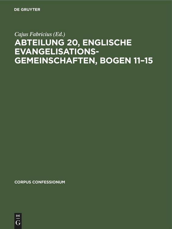 Produktbild: Abteilung 20, Englische Evangelisationsgemeinschaften, Bogen 11-15