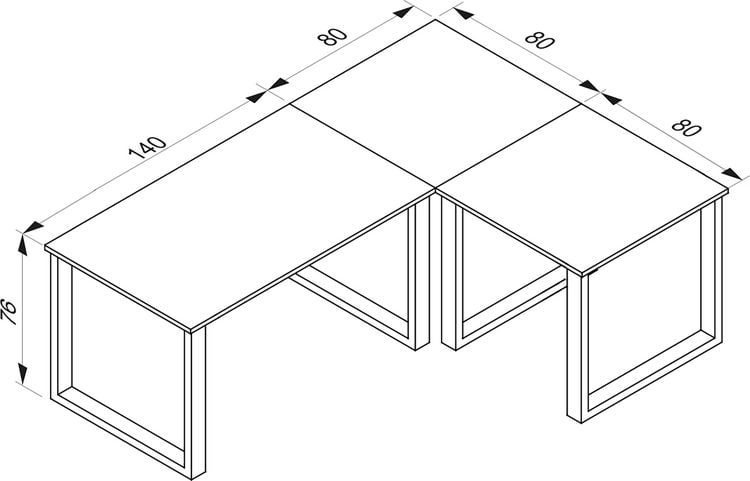 Produktbild: U Schreibtisch Eckschreibtisch L Form 220x160x80