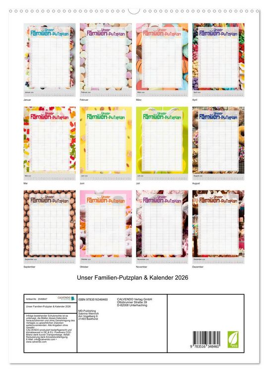 Produktbild: Unser Familien-Putzplan & Kalender 2026 (hochwertiger Premium Wandkalender 2026 DIN A2 hoch), Kunstdruck in Hochglanz