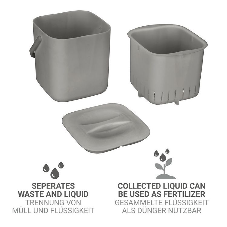 Produktbild: Abfallsammler Mod. Conny, grau, Kunststoff, 3L, 18x18x19 cm, herausnehmbares Sieb,