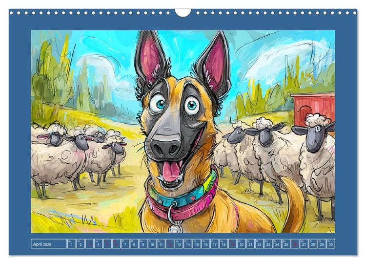 Produktbild: Malinois Fun. Lustige Cartoons vom Diensthund des Jahres! (Wandkalender 2026 DIN A3 quer), CALVENDO Monatskalender
