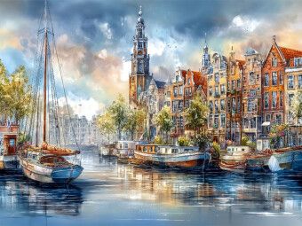 Produktbild: CALVENDO Puzzle Amsterdam - Grachtenimpression | 1000 Teile Lege-Gr&ouml;&szlig;e 64x48cm Foto-Puzzle f&uuml;r gl&uuml;ckliche Stunden