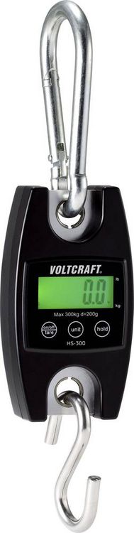 Produktbild: VOLTCRAFT HS-300 H&auml;ngewaage HS-300 W&auml;gebereich (max.) 300 kg Ablesbarkeit 200 g batteriebetrieben Schwarz